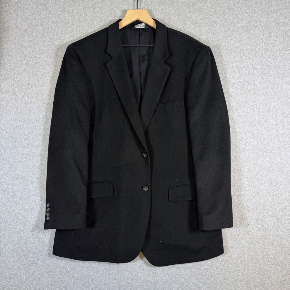 Jos. A. Bank Blazer Mens 44L Black 100% Camel Hair 2-Button Sport Coat Luxury